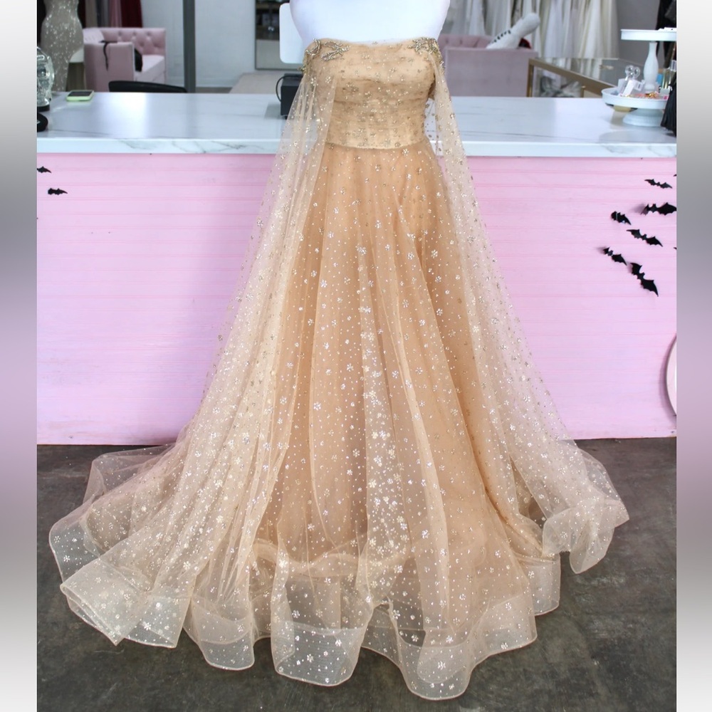Tarik Ediz Gold Strapless Prom Dress - Picture 1 of 3